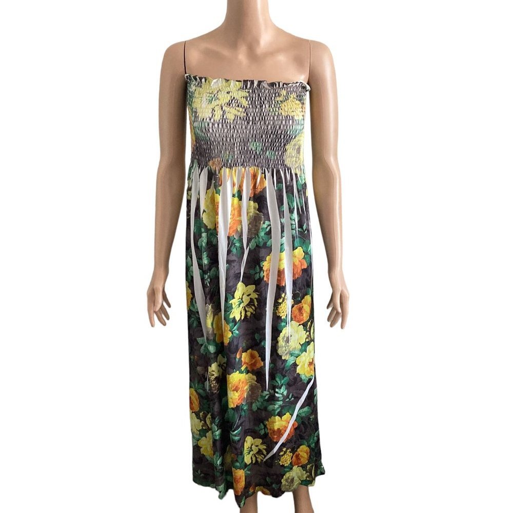 Just Love Maxi Sun Dress Multicolored Floral Womens Size Medium
